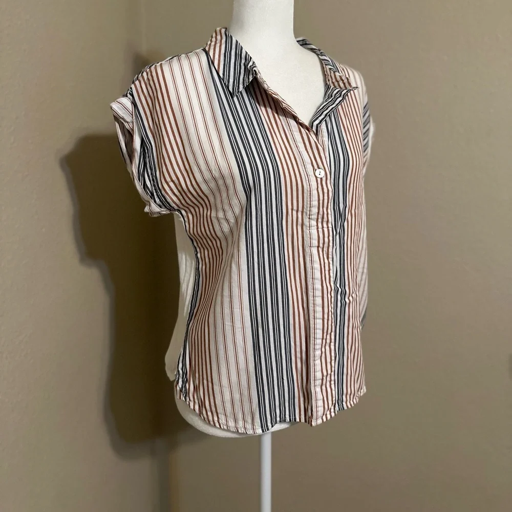 A New Day Striped Button Down Red White and Blue Size Small - Picture 2 of 6